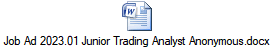 Job Ad 2023.01 Junior Trading Analyst Anonymous.docx